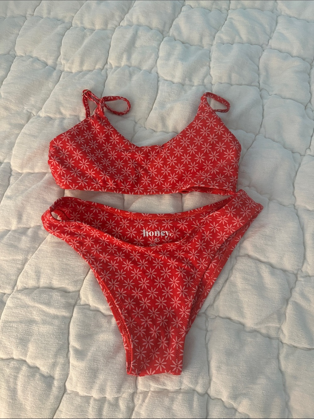 Honey Swim Red Floral Bikini Set - Both XS